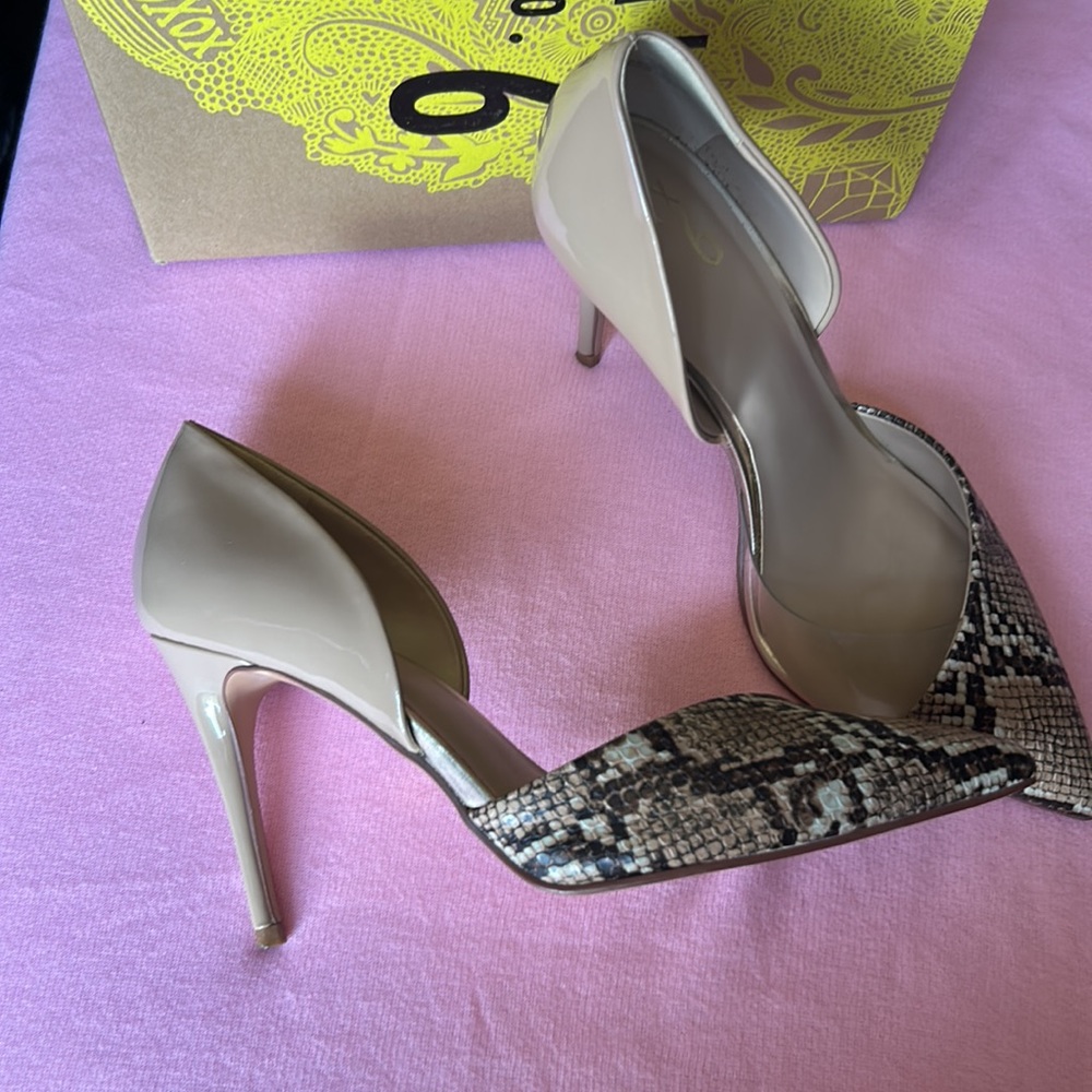 Mix no. 6 snake skin pumps heels nude patent leather point shoes to